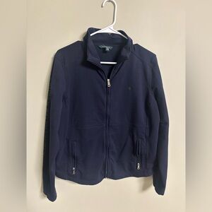 Ralph Lauren LRL Stretch Zipper Front Jacket Womens Size XXL Navy Lightweight
